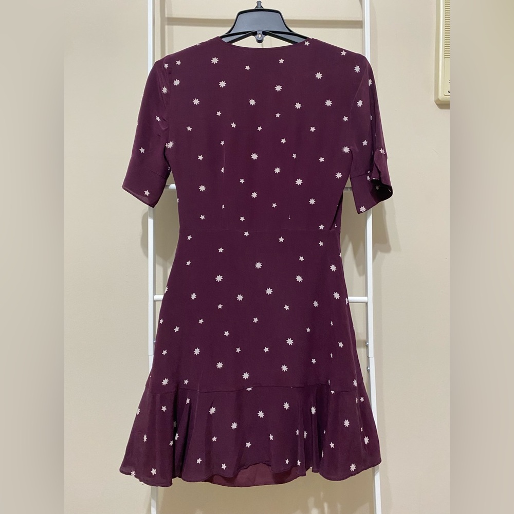 Madewell Silk Flutter Hem Dress Star Mix - Picture 3 of 5